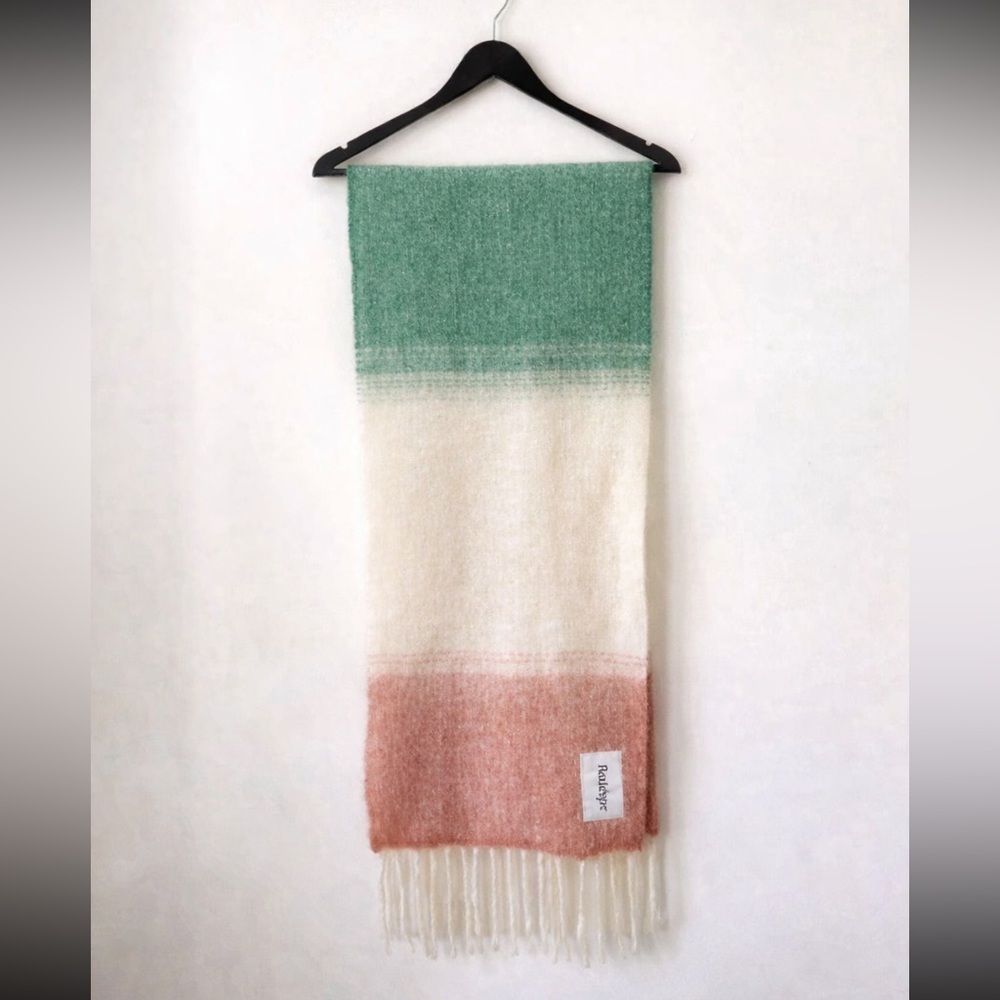 Rodebjer Alpaca Blend Scarf Ombre Gradient Fringe Soft Luxury Shawl